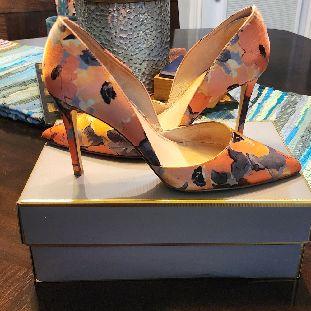 Louise etc Cie Coral Multi Floral Satin Pumps.